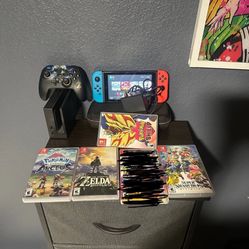 SWITCH CONSOLE WITH CONTROLLER AND GAME BUNDLE + CASE 