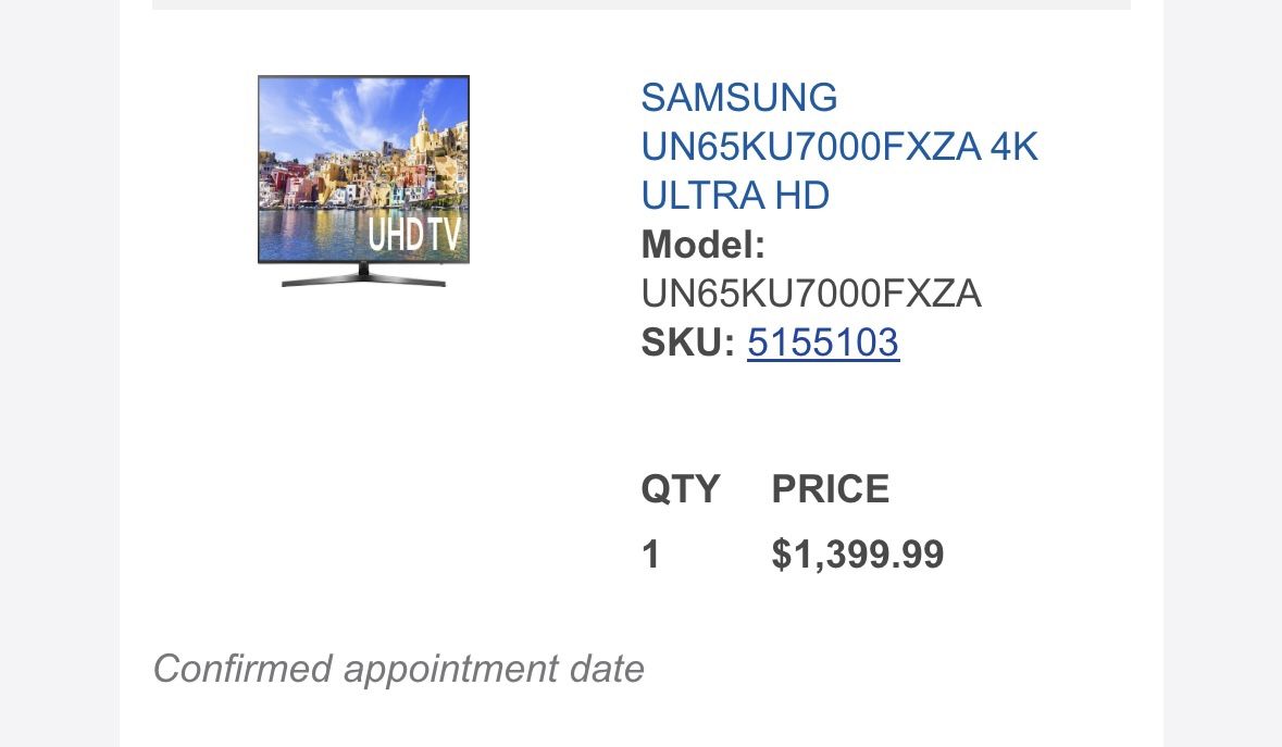 65” Samsung TV