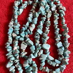 TURQUOISE GEMSTONE BEAD NECKLACE WOMENS 40"