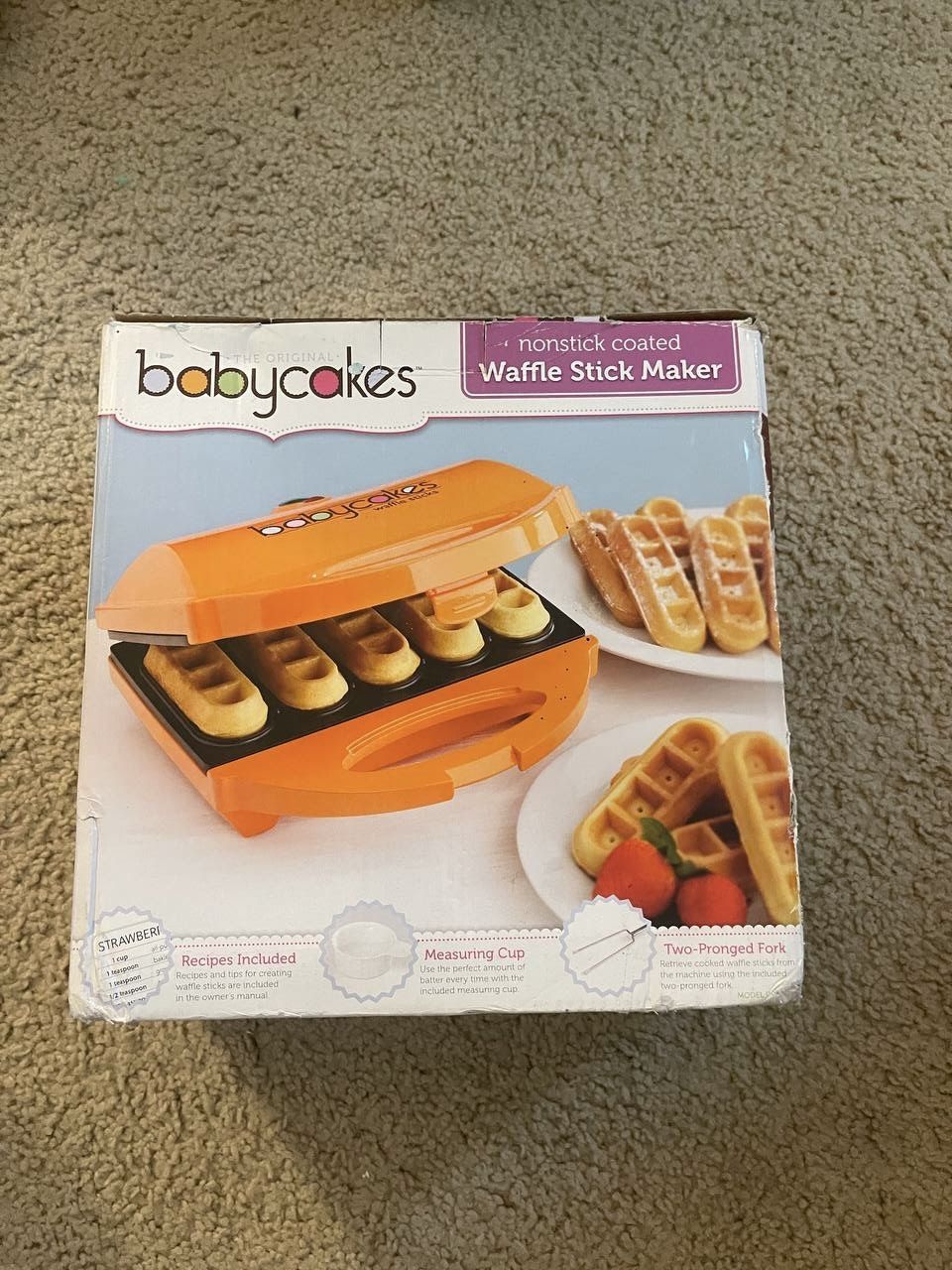 Babycakes Waffle Stick Maker, 5 Waffle Capacity, Orange