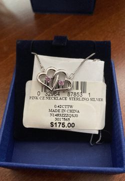 Pink CZ Necklace Sterling Silver