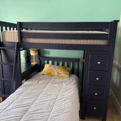 Lennon Kid One Top Bed With A Small Desk And Drawers+ Mattress 