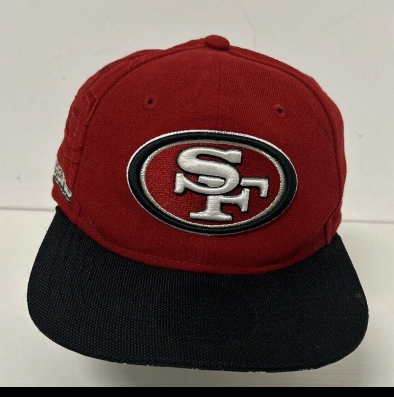 San Francisco 49ers Side & Front Logos Snapback Hat Cap NFL Red Black OSFM
