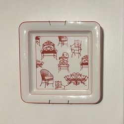 14-1/2” X 14-1/2”  Ceramic Red Chairs Platter 