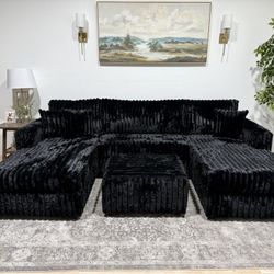 Black Sectional Couch - Delivery Available 