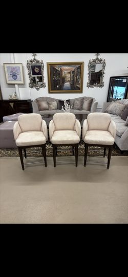 Set Of 3 Baby Pink Barstools *Custom made By A Designer In Newport Beach*