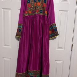 open lace back dress Tea Pink Afghan Traditional Kuchi Vintage Dress