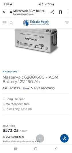 Pair(2x) Mastervolt 160 Ah AGM batteries - like new