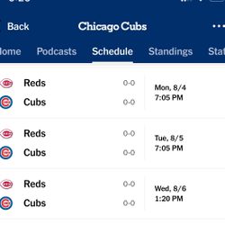 Cubs vs Cincinnati Reds Aug 4-6
