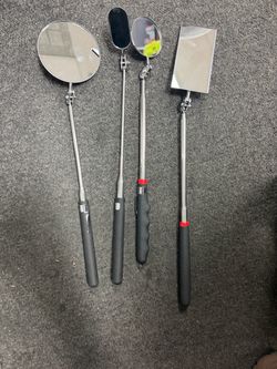 4PCS Telescoping Inspection Mirror Set - Round Square Mechanic Mirror - Extendable 360° Swivel - Automotive Tool