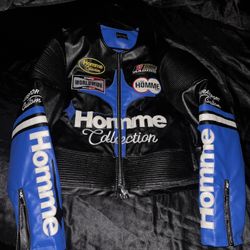 Homme Boohooman Genuine Leather Moto Jacket