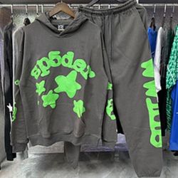 Sp5der Black / Green Hoodie And Pants 