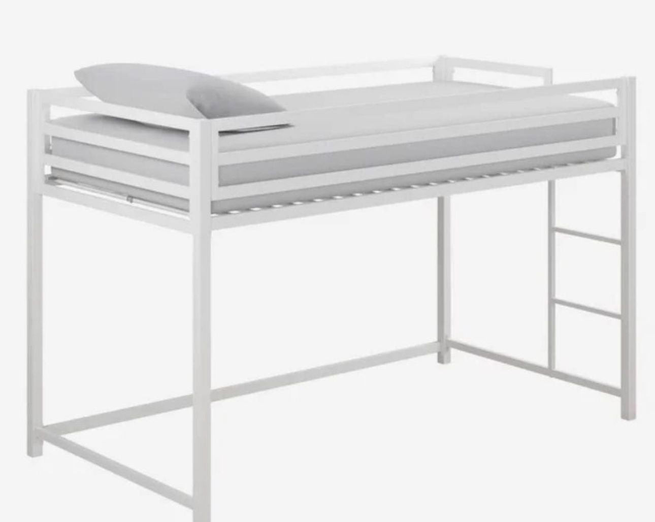 White Metal Twin Loft Bed 