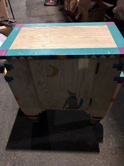 Hand-Painted Wooden Cabinet with Southwest Design