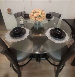 Dining glass tables and chairs set