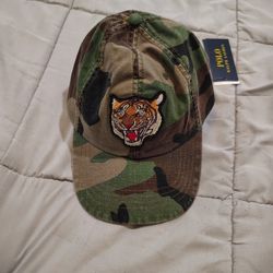 Ralph Lauren Polo Camouflage Tiger Patch Baseball Hat NWT