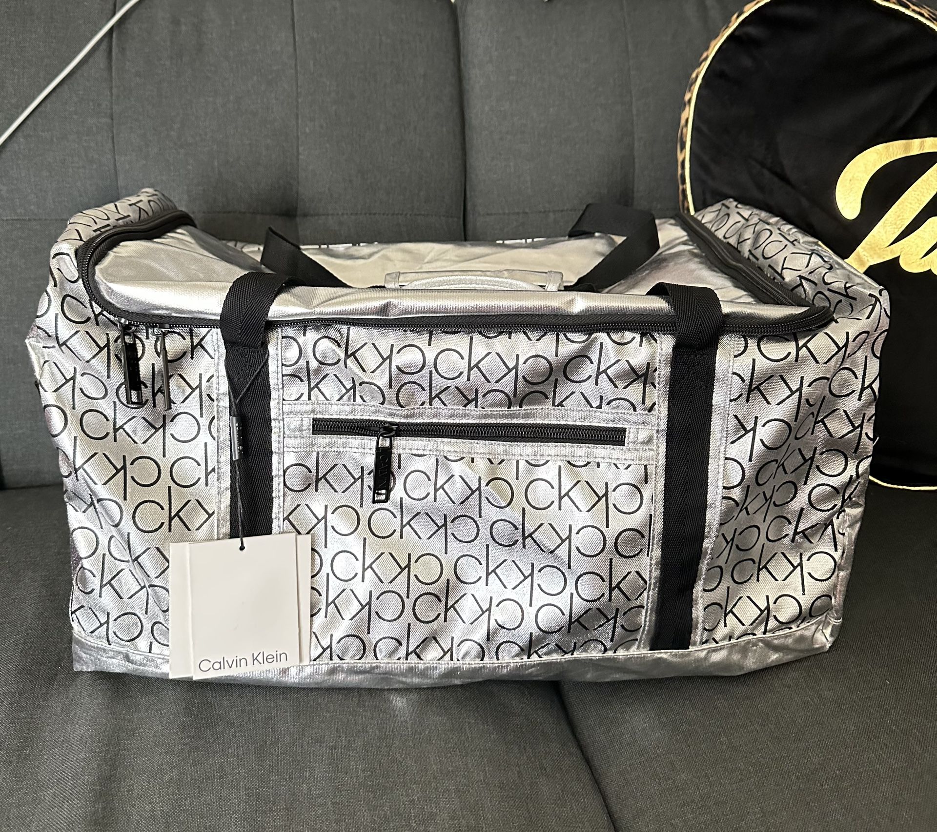 Calvin Klein Silver Duffle Bag NEW 