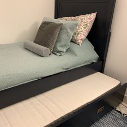 Pull-Out Twin Bed w/ Headboard (& 2 mattresses)