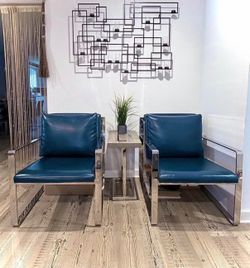 Two Pasargad Home Luxe Chairs (Navy)