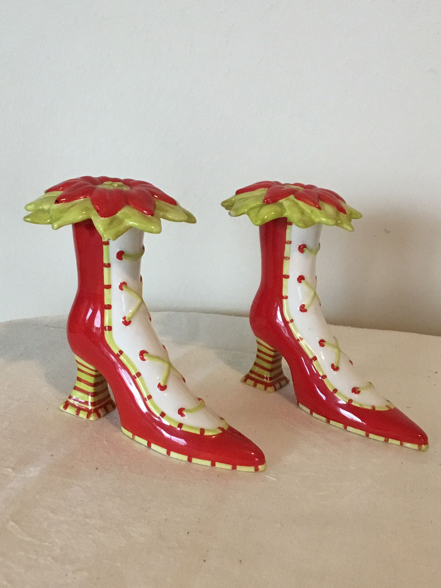 High Heeled Salt & Pepper Ceramic Shakers Designed By Patience Brewster Approximately 5” High