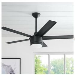 Home Decorators Collection Merwry 52 in. Integrated LED Indoor Matte Black Ceiling Fan - New