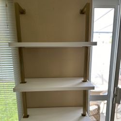 White & Gold Ladder Shelves 