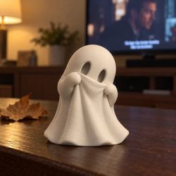 Shy Little Ghost Figurine 3D Printed Halloween Mini Decor