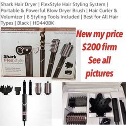 New  Shark Hair Dryer | FlexStyle Hair Styling System | Portable & Powerful Blow Dryer Brush | Hair Curler & Volumizer | 6 Styling Tools Included | Be