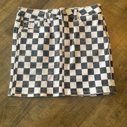 Checkered Jean Skirt , Size 5  $6