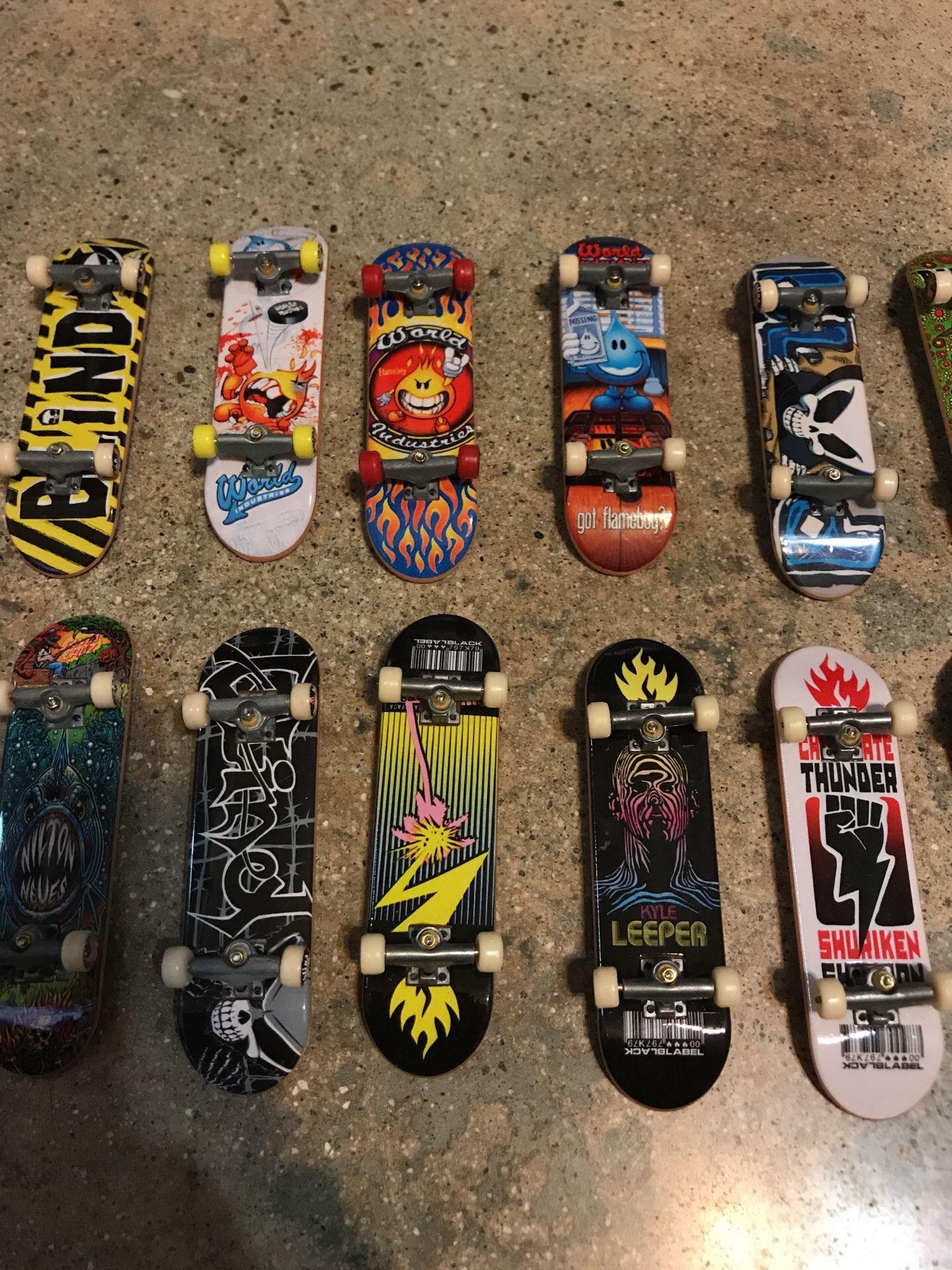 TECH DECK SKATEBOARD LOT 12 DECKS WORLD INDUSTRIES BLIND THUNDER BAKER SANTA CRUZ BLACK LABEL
