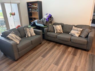 Gray Fabric Sofa and Loveseat Set