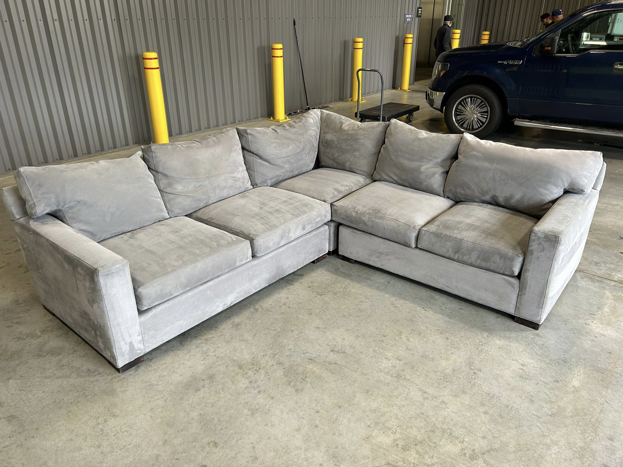 ( Free Delivery ) Crate and Barrel Axis Large Gray Sectional Couch