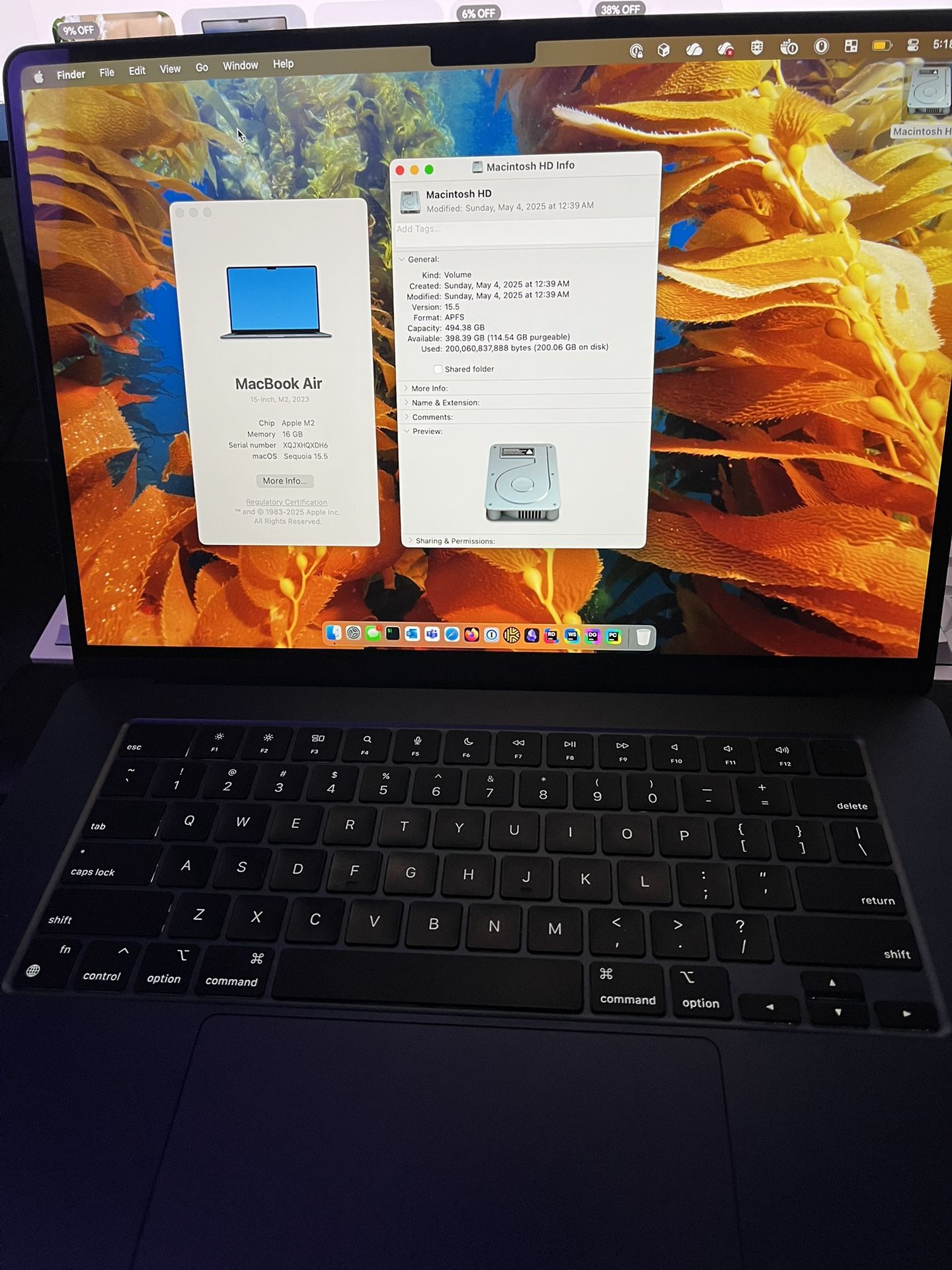 MacBook Air M2 16gb/512gb Black