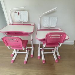Pink Height Adjustable Desk And Chair (Only 1 Set Available)