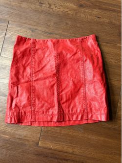 Free People Red Vegan Leather Mini Skirt Y2K Moto Grunge Festival Chic