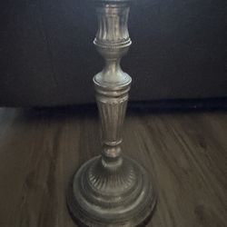 Antique French Style Silver Metal Candlestick Holder 11"