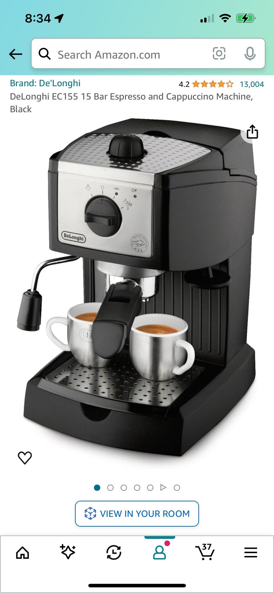 De'Longhi EC155 15 Bar Espresso and Cappuccino Machine, Black