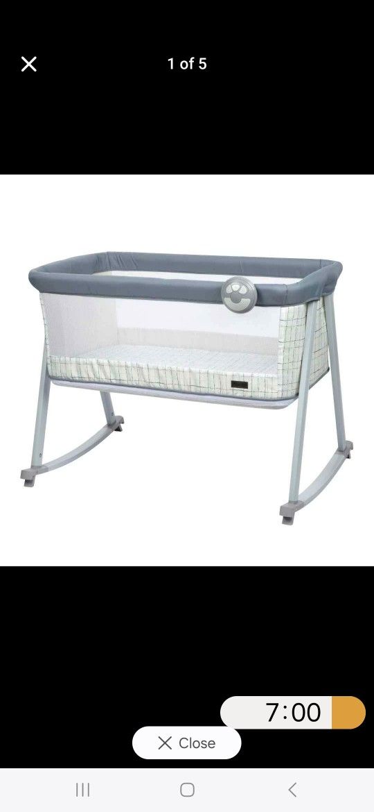 Monbebe Whisper 3 in 1 Rocking Baby Bassinet and Play Yard, Plaid