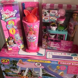 Barbie Dream Boat, Barbie Careers Florist, Party Unboxed Pet Birthday Surprise, Pop Reveal Shakes Bunny Surprise.