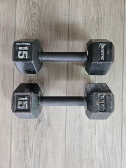 Pair of 15 lb Cast Iron Hex Dumbbells 30 ibs Total