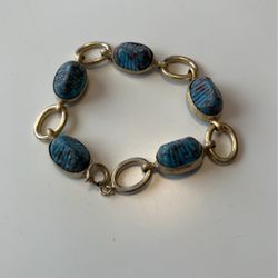 Unusual Turquoise And Polished Brass Bracelet