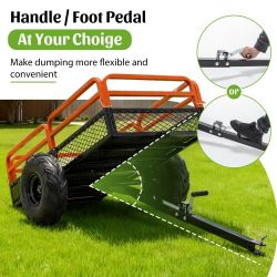 1500LBS Capacity 15 Cubic Feet Dump Cart Trailer, Heavy Duty Tow Behind Hauling & Dumping Wagon for ATV, UTV, Lawn Tractor and Garden Use