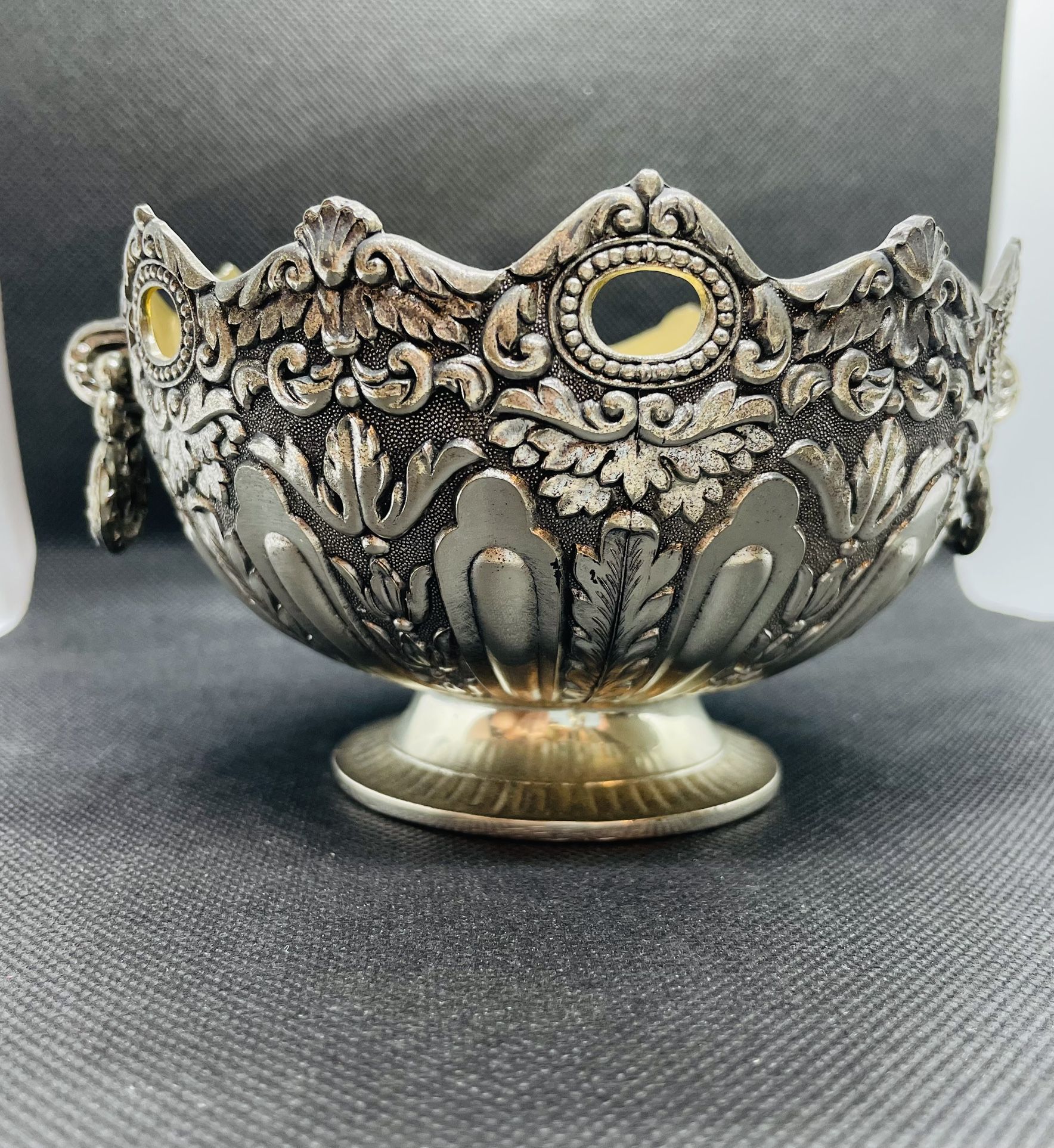 Stunning Silver/brass Ornate Bowl