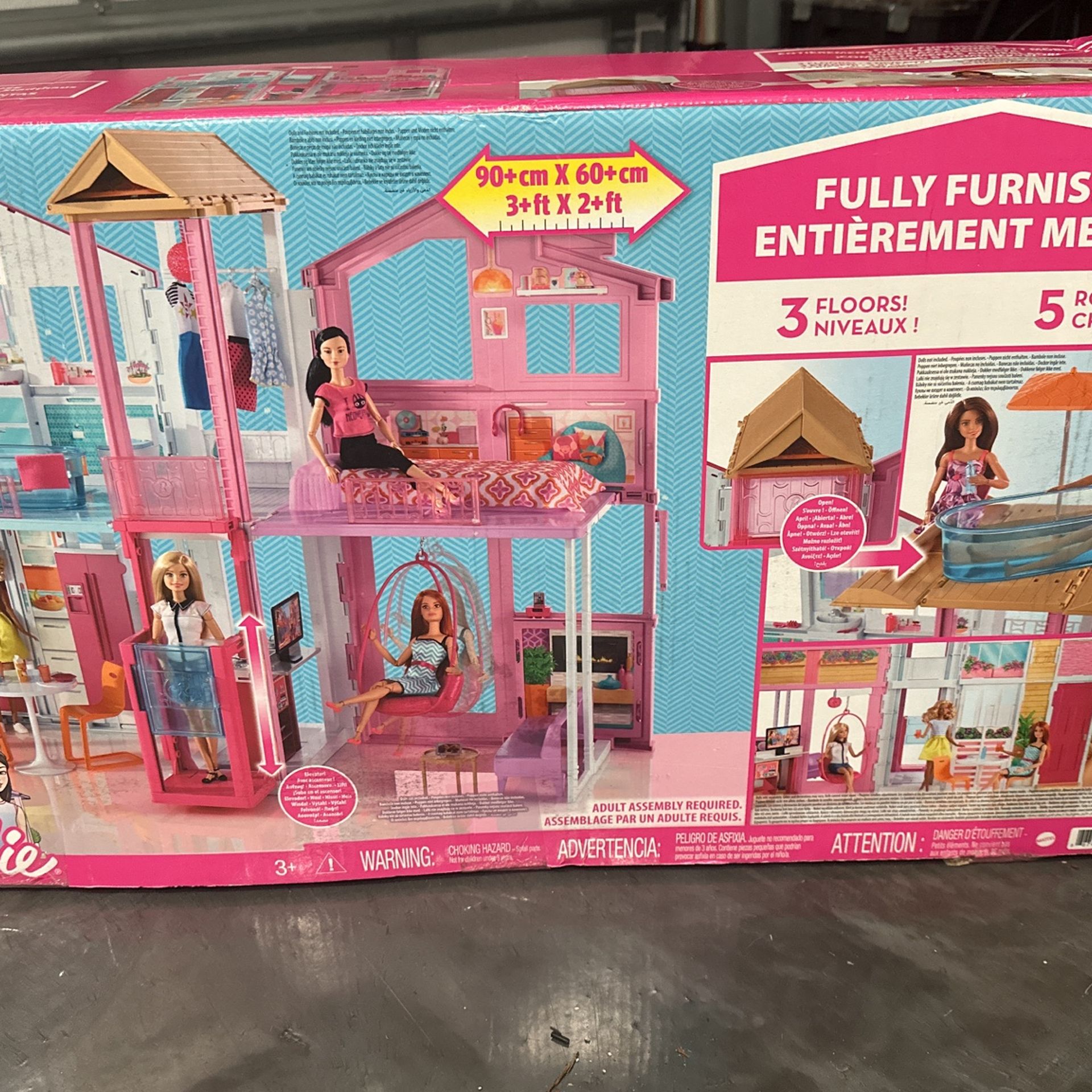Barbie Story Townhouse Dollhouse with Elevator, Swing Chair