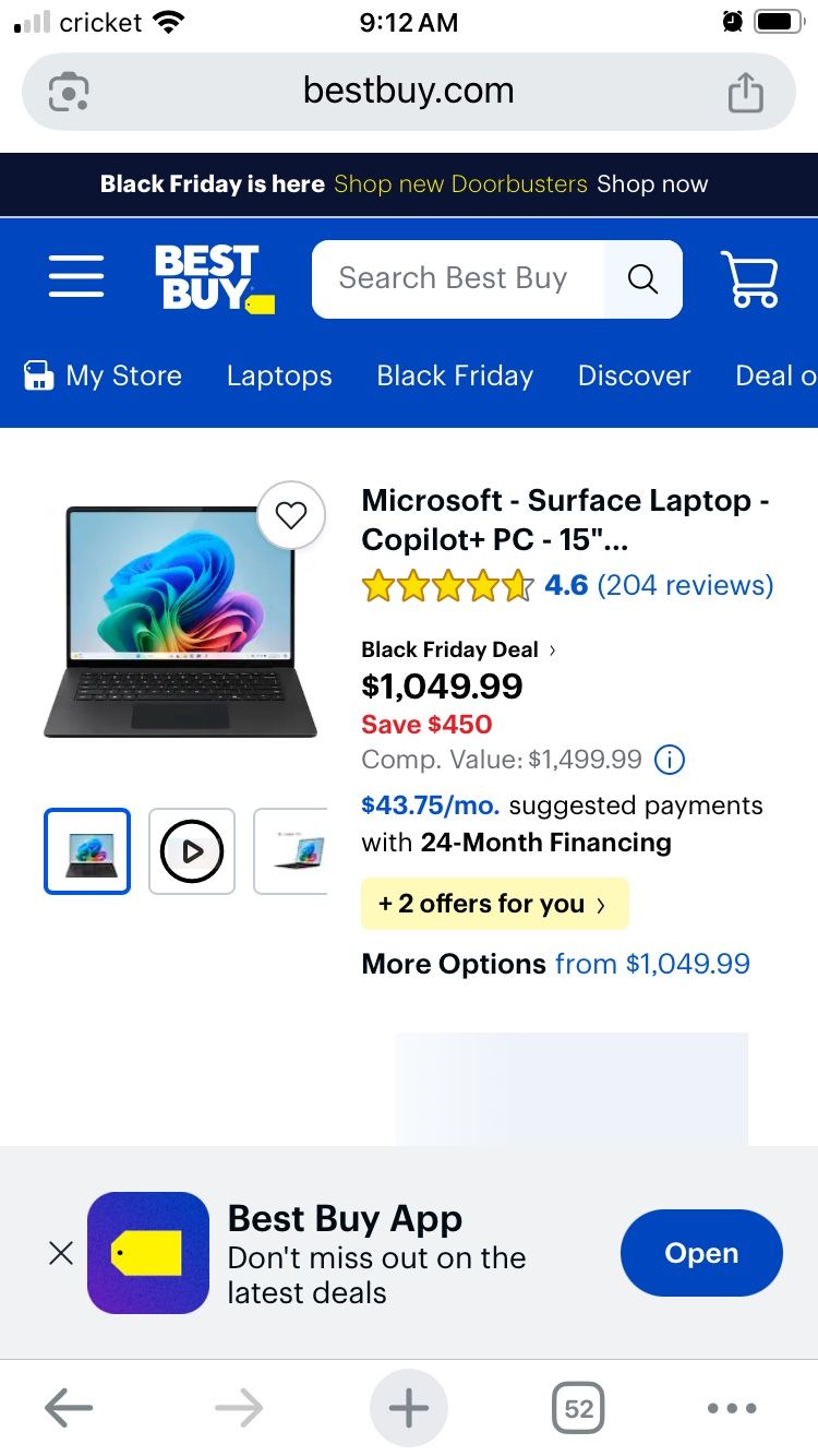 Microsoft Surface laptop copilot+ pc 15 snapdragon x elite