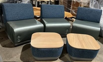 SitOnIt Seating “Pasea” Modular Lounge Seating Set w/ Power + Matching Tables