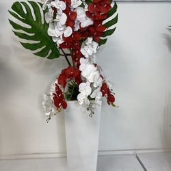 Arreglo Decorativo Floral Rojo Y Blanco 