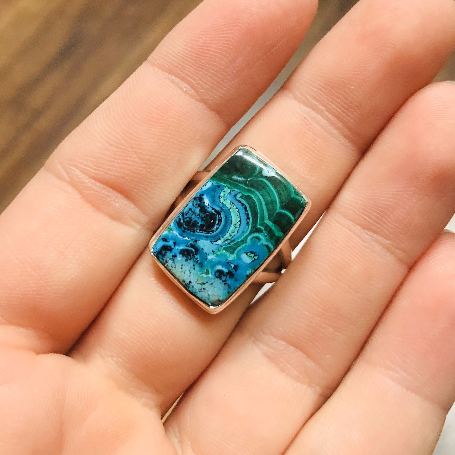 Malachite in Chrysocolla 925 Ring