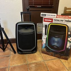 ION Total PA Freedom High-Power Speaker System with 650-Watt Sound, Wireless Microphone, Bluetooth, Ultimate Bass, Integrated Mixer and Edge-Glow Ligh