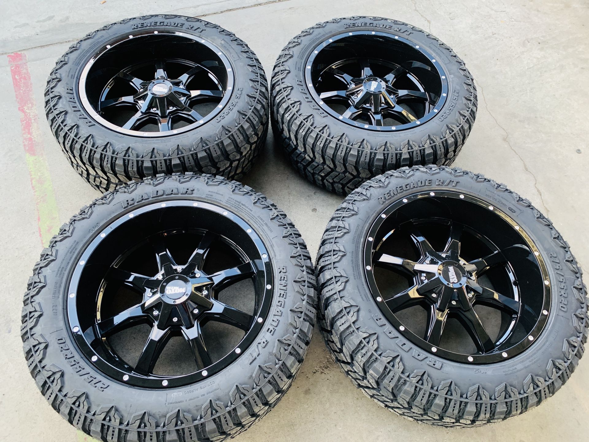 20x10 Brand new rims and tires 2755520 6 lug Chevy gmc Toyota ford Nissan